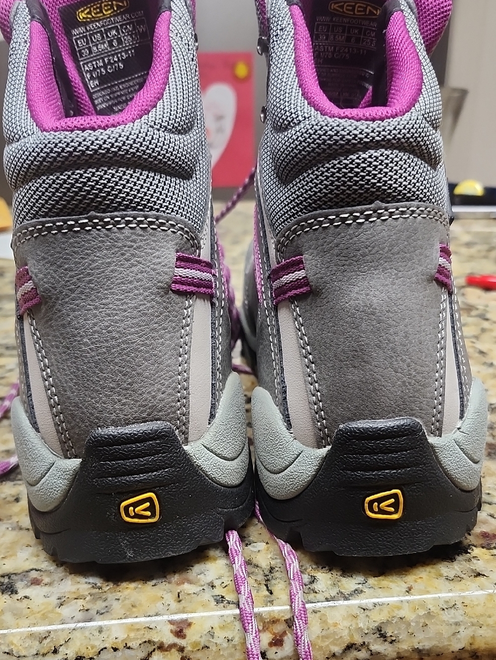 Keen Gray and Pink Women's Lace-Up Steel toe Hiking Boots - Picture 5 of 6